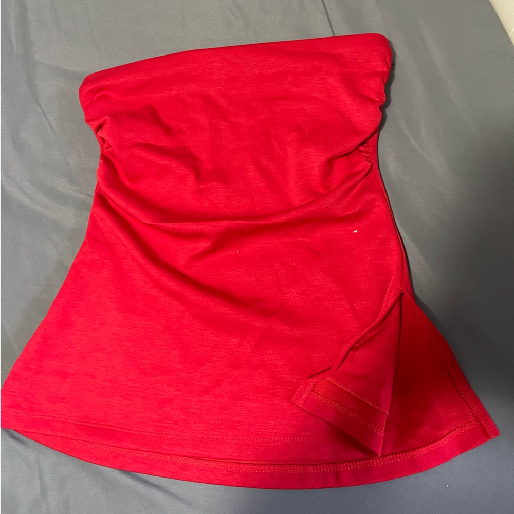 Elegant Scarlet Strapless Top